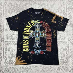 Guns & Roses T Shirt Black Tie Dye Splatter Rock Band Shirt Adult Size Large
